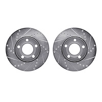 7002-73002 Drilled/Slotted Brake Rotors [Silver], 1986-1991 Audi/Volkswagen, Position: Front