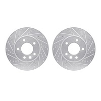 7002-74014 Drilled/Slotted Brake Rotors [Silver], 2003-2018 Multiple Makes/Models, Position: Front