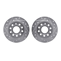 7002-74042 Drilled/Slotted Brake Rotors [Silver], 2010-2019 Audi/Volkswagen, Position: Rear