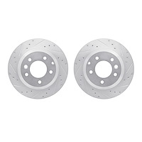 7002-74046 Drilled/Slotted Brake Rotors [Silver], 2003-2018 Multiple Makes/Models, Position: Rear