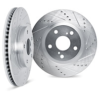 7002-92005 Drilled/Slotted Brake Rotors [Silver], 2002-2008 GM, Position: Front