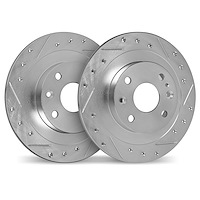 7002-92026 Drilled/Slotted Brake Rotors [Silver], 1998-2004 Ford/Lincoln/Mercury/Mazda, Position: Front