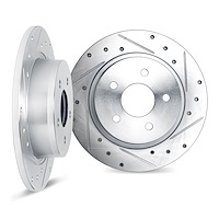 7002-92081 Drilled/Slotted Brake Rotors [Silver], 2012-2017 Mercedes-Benz, Position: Rear