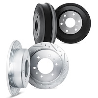 7004-23004 Drilled/Slotted Brake Rotors & Drums Kit [Silver], 1979-1983 Renault, Position: Front and Rear