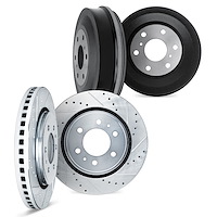 7004-67012 Drilled/Slotted Brake Rotors & Drums Kit [Silver], 1996-1998 Infiniti/Nissan, Position: Front and Rear