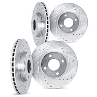 7004-76092 Drilled/Slotted Brake Rotors [Silver], 1983-1984 Lexus/Toyota/Scion, Position: Front and Rear