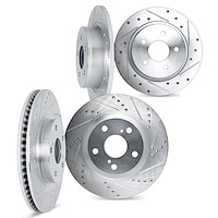 7004-92049 Drilled/Slotted Brake Rotors [Silver], 2011-2015 Renault, Position: Front and Rear
