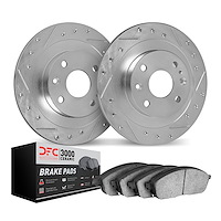 7302-14003 Drilled/Slotted Brake Rotor with 3000-Series Ceramic Brake Pads Kit [Silver], 1972-1976 Multiple Makes/Models, Positi