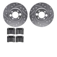 7302-20003 Drilled/Slotted Brake Rotor with 3000-Series Ceramic Brake Pads Kit [Silver], 1968-1987 Jaguar, Position: Rear