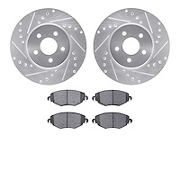7302-20012 Drilled/Slotted Brake Rotor with 3000-Series Ceramic Brake Pads Kit [Silver], 2001-2008 Multiple Makes/Models, Positi