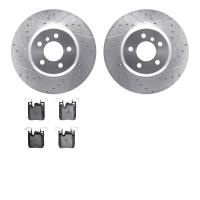 7302-31119 Drilled/Slotted Brake Rotor with 3000-Series Ceramic Brake Pads Kit [Silver], 2013-2021 BMW, Position: Rear