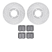 7302-56004 Drilled/Slotted Brake Rotor with 3000-Series Ceramic Brake Pads Kit [Silver], 1970-1986 Multiple Makes/Models, Positi