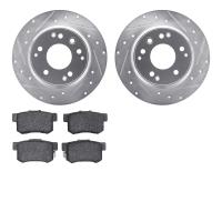 7302-59039 Drilled/Slotted Brake Rotor with 3000-Series Ceramic Brake Pads Kit [Silver], 1991-1999 Multiple Makes/Models, Positi