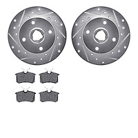7302-74003 Drilled/Slotted Brake Rotor with 3000-Series Ceramic Brake Pads Kit [Silver], 1985-2002 Audi/Volkswagen, Position: Re