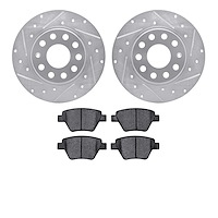 7302-74023 Drilled/Slotted Brake Rotor with 3000-Series Ceramic Brake Pads Kit [Silver], 2005-2018 Audi/Volkswagen, Position: Re