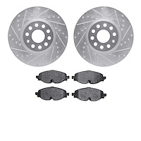 7302-74028 Drilled/Slotted Brake Rotor with 3000-Series Ceramic Brake Pads Kit [Silver], Fits Select Multiple Makes/Models, Posi