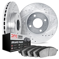 7302-92005 Drilled/Slotted Brake Rotor with 3000-Series Ceramic Brake Pads Kit [Silver], 2013-2016 Ford/Lincoln/Mercury/Mazda, P