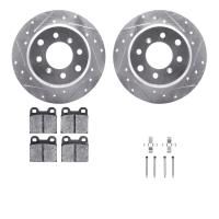 7312-16003 Drilled/Slotted Brake Rotor with 3000-Series Ceramic Brake Pads Kit & Hardware [Silver], 1964-1974 Alfa Romeo, Positi
