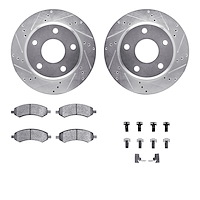7312-40091 Drilled/Slotted Brake Rotor with 3000-Series Ceramic Brake Pads Kit & Hardware [Silver], 2005-2010 Multiple Makes/Mod