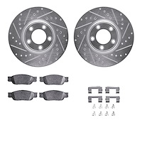 7312-54136 Drilled/Slotted Brake Rotor with 3000-Series Ceramic Brake Pads Kit & Hardware [Silver], 2000-2006 Multiple Makes/Mod