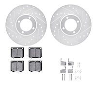 7312-56010 Drilled/Slotted Brake Rotor with 3000-Series Ceramic Brake Pads Kit & Hardware [Silver], 1970-1977 Ford/Lincoln/Mercu