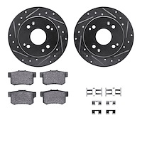 7312-59043 Drilled/Slotted Brake Rotor with 3000-Series Ceramic Brake Pads Kit & Hardware [Silver], 1992-1997 Acura/Honda, Posit