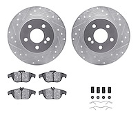7312-63117 Drilled/Slotted Brake Rotor with 3000-Series Ceramic Brake Pads Kit & Hardware [Silver], 2008-2015 Mercedes-Benz, Pos