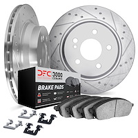 7312-63119 Dimpled & Slotted Brake Rotors with 3000-Series Ceramic Brake Pads Kit & Hardware [Silver], 2009-2015 Mercedes-Benz, 