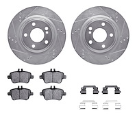 7312-63137 Drilled/Slotted Brake Rotor with 3000-Series Ceramic Brake Pads Kit & Hardware [Silver], 2014-2019 Mercedes-Benz, Pos