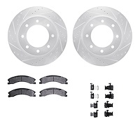 7312-67120 Drilled/Slotted Brake Rotor with 3000-Series Ceramic Brake Pads Kit & Hardware [Silver], 2012-2021 Infiniti/Nissan, P