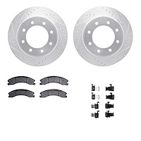 7312-67122 Drilled/Slotted Brake Rotor with 3000-Series Ceramic Brake Pads Kit & Hardware [Silver], 2012-2021 Infiniti/Nissan, P