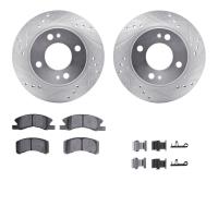 7312-72088 Drilled/Slotted Brake Rotor with 3000-Series Ceramic Brake Pads Kit & Hardware [Silver], 2014-2015 Mitsubishi, Positi