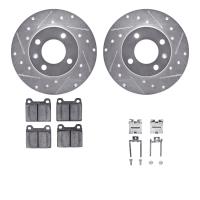 7312-74013 Drilled/Slotted Brake Rotor with 3000-Series Ceramic Brake Pads Kit & Hardware [Silver], 1973-1980 Audi/Volkswagen, P