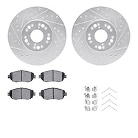7312-75010 Drilled/Slotted Brake Rotor with 3000-Series Ceramic Brake Pads Kit & Hardware [Silver], 1993-2010 Lexus/Toyota/Scion