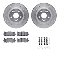 7312-76160 Drilled/Slotted Brake Rotor with 3000-Series Ceramic Brake Pads Kit & Hardware [Silver], 2007-2018 Lexus/Toyota/Scion