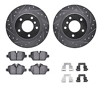 7312-92009 Drilled/Slotted Brake Rotor with 3000-Series Ceramic Brake Pads Kit & Hardware [Silver], 2005-2012 BMW, Position: Rea