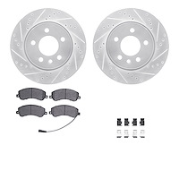 7312-92013 Drilled/Slotted Brake Rotor with 3000-Series Ceramic Brake Pads Kit & Hardware [Silver], 2011-2017 Audi/Volkswagen, P