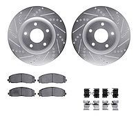7412-40022 Drilled/Slotted Brake Rotors with Ultimate-Duty Brake Pads Kit & Hardware [Silver], Fits Select Multiple Makes/Models