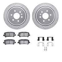 7412-48047 Drilled/Slotted Brake Rotors with Ultimate-Duty Brake Pads Kit & Hardware [Silver], 2015-2020 GM, Position: Rear