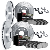 7414-45001 Drilled/Slotted Brake Rotors with Ultimate-Duty Brake Pads Kit & Hardware [Silver], 2010-2015 GM, Position: Front and