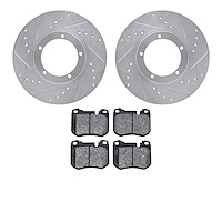 7502-02050 Drilled/Slotted Brake Rotors w/5000 Advanced Brake Pads Kit [Silver], 1977-1988 Porsche, Position: Front