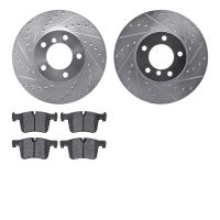 7502-31081 Drilled/Slotted Brake Rotors w/5000 Advanced Brake Pads Kit [Silver], 2012-2021 BMW, Position: Front