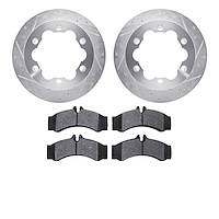 7502-40246 Drilled/Slotted Brake Rotors w/5000 Advanced Brake Pads Kit [Silver], 2002-2006 Multiple Makes/Models, Position: Rear