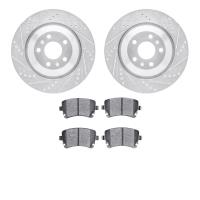 7502-73055 Drilled/Slotted Brake Rotors w/5000 Advanced Brake Pads Kit [Silver], 2004-2018 Multiple Makes/Models, Position: Rear