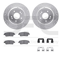 7512-03081 Drilled/Slotted Brake Rotors w/5000 Advanced Brake Pads Kit & Hardware [Silver], 2010-2017 Kia/Hyundai/Genesis, Posit