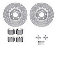 7512-31162 Drilled/Slotted Brake Rotors w/5000 Advanced Brake Pads Kit & Hardware [Silver], Fits Select Multiple Makes/Models, P