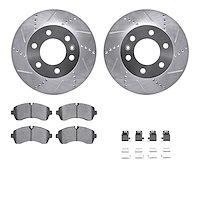 7512-40267 Drilled/Slotted Brake Rotors w/5000 Advanced Brake Pads Kit & Hardware [Silver], Fits Select Multiple Makes/Models, P