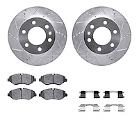 7512-40268 Drilled/Slotted Brake Rotors w/5000 Advanced Brake Pads Kit & Hardware [Silver], 2007-2018 Multiple Makes/Models, Pos