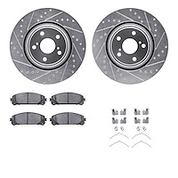 7512-76164 Drilled/Slotted Brake Rotors w/5000 Advanced Brake Pads Kit & Hardware [Silver], 2008-2021 Lexus/Toyota/Scion, Positi