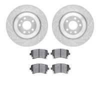 7602-73040 Drilled/Slotted Brake Rotors w/5000 Euro Ceramic Brake Pads Kit [Silver], 2004-2018 Multiple Makes/Models, Position: 